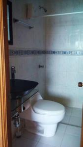 卡塔赫纳Bonito apartamento en Cartagena con garaje gratuito的一间带卫生间和水槽的浴室