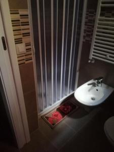 塔兰托Berenice Suite的一间带水槽和淋浴的浴室