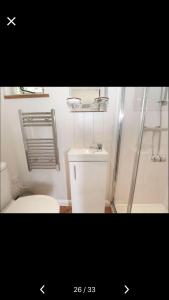 Upper HulmeLavender Retreat with Private Hot Tub的浴室配有白色卫生间和淋浴。