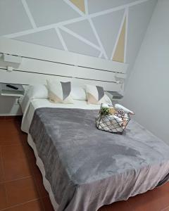 阿雷西费Casa Abian的卧室配有一张白色墙壁的大床