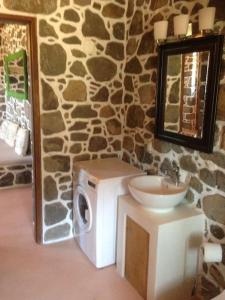 MandrákionLoutra Olive Garden Stone House #2的一间带洗衣机和水槽的浴室
