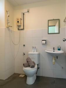 新山Tebrau City Residence,Warm Suite by Antlerzone的一间带卫生间和水槽的浴室