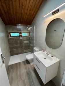 索托德坎加斯Palacio de Cambre的一间带水槽、卫生间和镜子的浴室