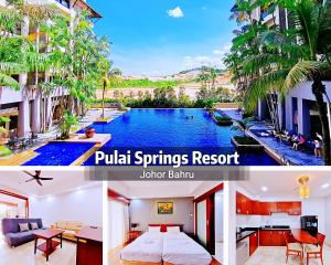 士姑来Amazing View Resort Suites - Pulai Springs Resort的游泳池别墅照片的拼贴