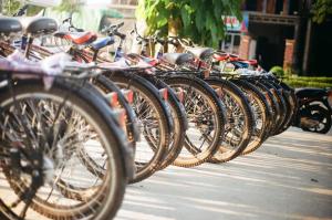 峰牙Central Backpackers Hostel - Phong Nha的彼此相邻的自行车