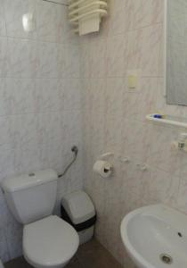 波兹南Strzeszynek - wypoczynek的浴室配有白色卫生间和盥洗盆。