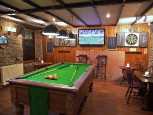 桑希尔狮子与独角兽酒店的台球室设有台球桌和电视。