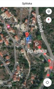 斯普利特卡Apartman Ivana的一张带有红色点的城市地图