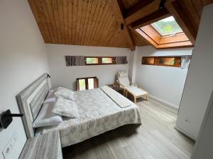 索托德坎加斯Palacio de Cambre的一间卧室配有一张床和天窗