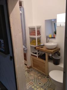 普卢加斯泰勒-达乌拉斯Le gîte du passage的一间带水槽和卫生间的浴室