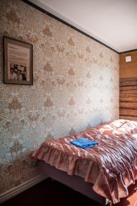 科科拉Matkustajakoti Ykspihlaja的卧室配有一张挂在墙上的床铺
