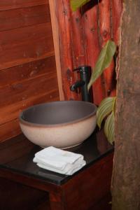 比亚维森西奥Waira Eco Lodge的浴室的台面上有一个碗水槽