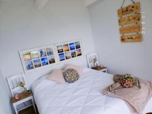奥尔塔Casa Mar do Triângulo的卧室配有白色的床和两个枕头