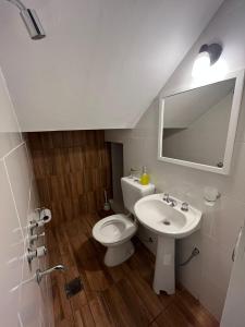 圣米格尔·德·图库玛Casa Frente Parque Guillermina的浴室配有白色卫生间和盥洗盆。