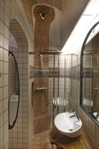 维尔纽斯Medieval Super Studio的一间带水槽和大震动的浴室