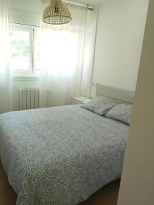 奥莱罗斯Apartamento Castelo de Santa Cruz的白色的卧室设有床和窗户