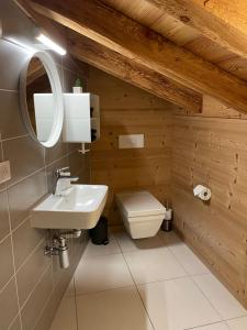 莫尔济讷Chalet Moose的一间带水槽和卫生间的浴室