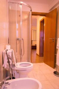 丰沙尔马德拉老城公寓的浴室配有卫生间、淋浴和盥洗盆。