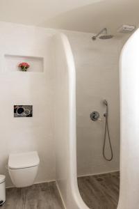 纳克索乔拉Ma mer的白色的浴室设有卫生间和淋浴。