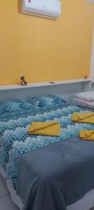 伦索伊斯Casas Bela da Chapada的床上有黄色枕头的床