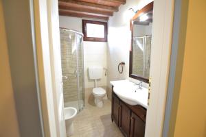 毕博纳的码头Villa Bolgherello的浴室配有卫生间、盥洗盆和淋浴。