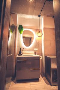 彼得库夫特雷布纳尔斯基THE LOFT - Wiślana 28的一间带水槽和镜子的浴室