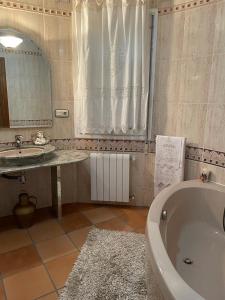 洛萨尔德拉韦拉CASA SEBASTIANA SUITE的带浴缸、水槽和镜子的浴室