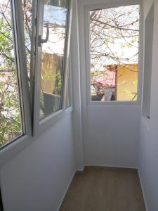 南埃福列EL Mar Sole的客房设有2扇窗户,铺有木地板。