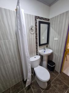拉多拉达Casa de Luna的一间带卫生间和水槽的浴室