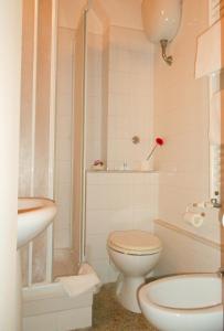 比萨多莫斯公寓的白色的浴室设有卫生间和水槽。