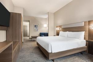 格林维尔Holiday Inn Express & Suites Greenville-Downtown, an IHG Hotel的酒店客房,配有床和电视