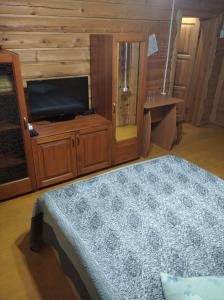 博罗沃耶Гостевой дом Azia的一间卧室配有一张床和一台平面电视