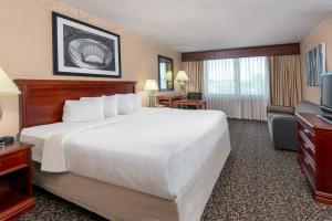杰斐逊城Capitol Plaza Hotel Jefferson City的酒店客房设有一张大床和一台电视。