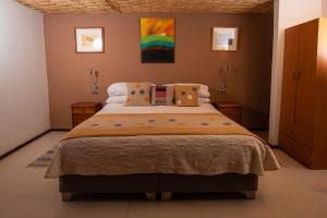 圣佩德罗·德·阿塔卡马帕塔奥利酒店的一间卧室配有一张带枕头的大床