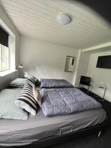 里伯Familiehuis Boysen Bed&Breakfast的一间卧室配有两张带枕头的床。