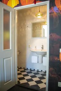 兹沃勒B&B in de Steenstraat的一间带水槽和镜子的浴室