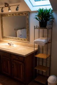 滨湖尼亚加拉Upper Canada Coach House的一间带水槽和镜子的浴室