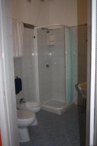 斯特雷萨大切萨雷酒店的带淋浴、卫生间和盥洗盆的浴室