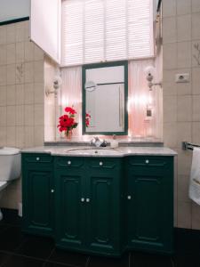 洛西洛斯卡萨阿马里利亚田园酒店的绿色浴室设有水槽和窗户