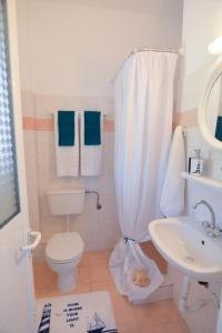 派莱卡斯Villa Myrto的一间带卫生间和水槽的小浴室