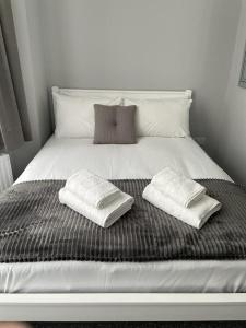 伦敦拉夫纳格拉酒店的一张带两个枕头的白色床