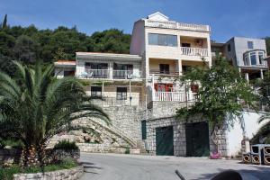 巴比诺波尔杰Apartments by the sea Sobra, Mljet - 4908的前面有棕榈树的建筑