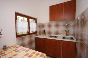 斯塔利格拉德-帕克利尼卡Apartments by the sea Starigrad, Paklenica - 6579的一个带水槽和窗户的小厨房