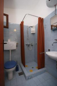 斯塔利格拉德-帕克利尼卡Apartments by the sea Starigrad, Paklenica - 6579的带淋浴、卫生间和盥洗盆的浴室