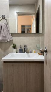 卡利LD House Flora的浴室设有白色水槽和镜子