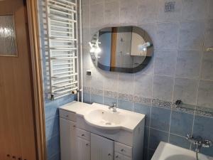 格但斯克Apartament nad morzem的一间带水槽和镜子的浴室