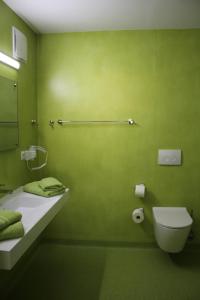 ZodelHotel/Pension Rast& Ruh的绿色浴室设有卫生间和水槽