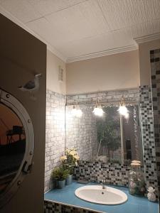 土伦Le Côte d'Azur的一间带水槽和镜子的浴室