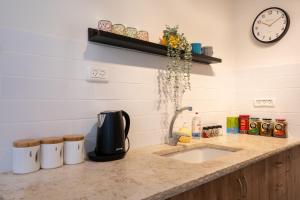 Ramat Yishayירוק באלה - דירת נופש ברמת ישי的厨房柜台配有咖啡壶和水槽