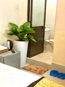 芹苴NAMA HOTEL - Ninh Kieu Center的一间带卫生间和盆栽的浴室
